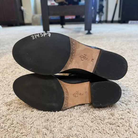 Cole Haan Black Suede Riding Boots Womens Size 7 Tall Buckle Strap Knee High - Picture 3 of 5